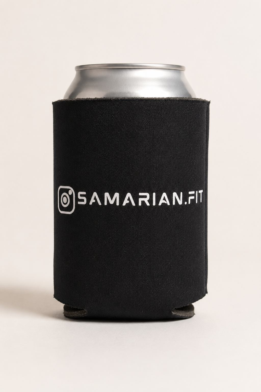 SMRNFIT koozie with Instagram handle on a can