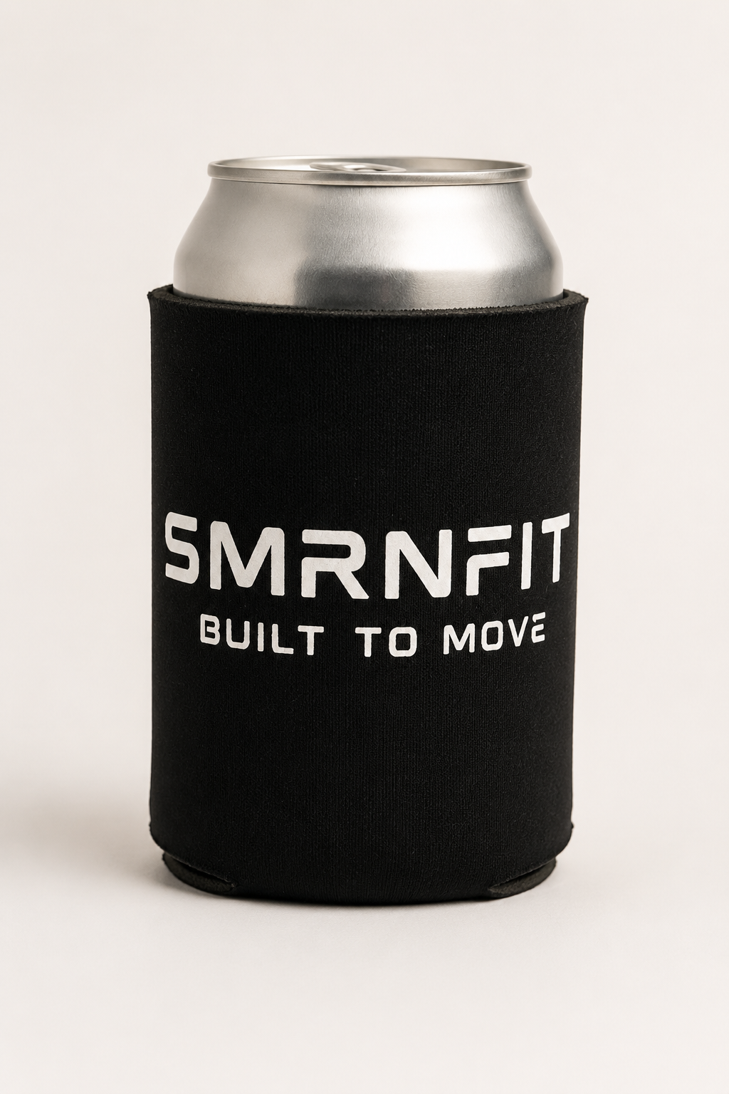 SMRNFIT neoprene koozie with wordmark on a can